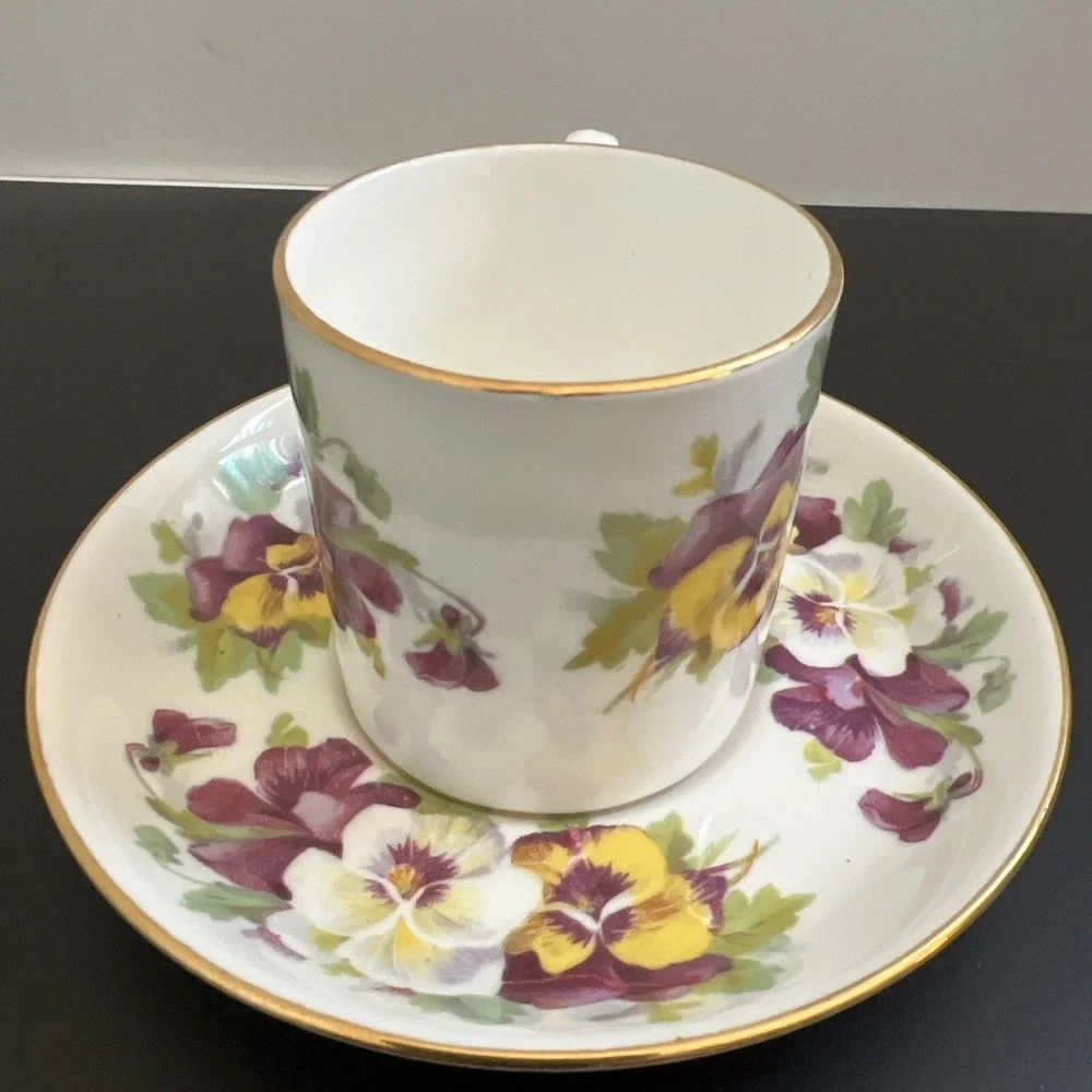 Vintage Demitasse Tea Cup‎ and Saucer Crown Staffordshire Violet